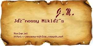 Jánossy Miklós névjegykártya